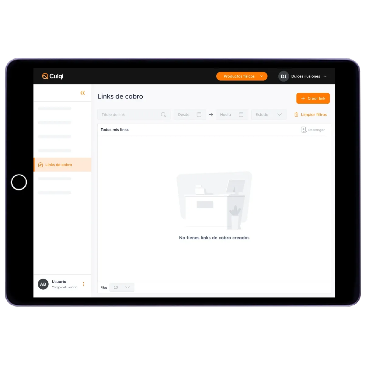 Elige la opción Mis links de cobro